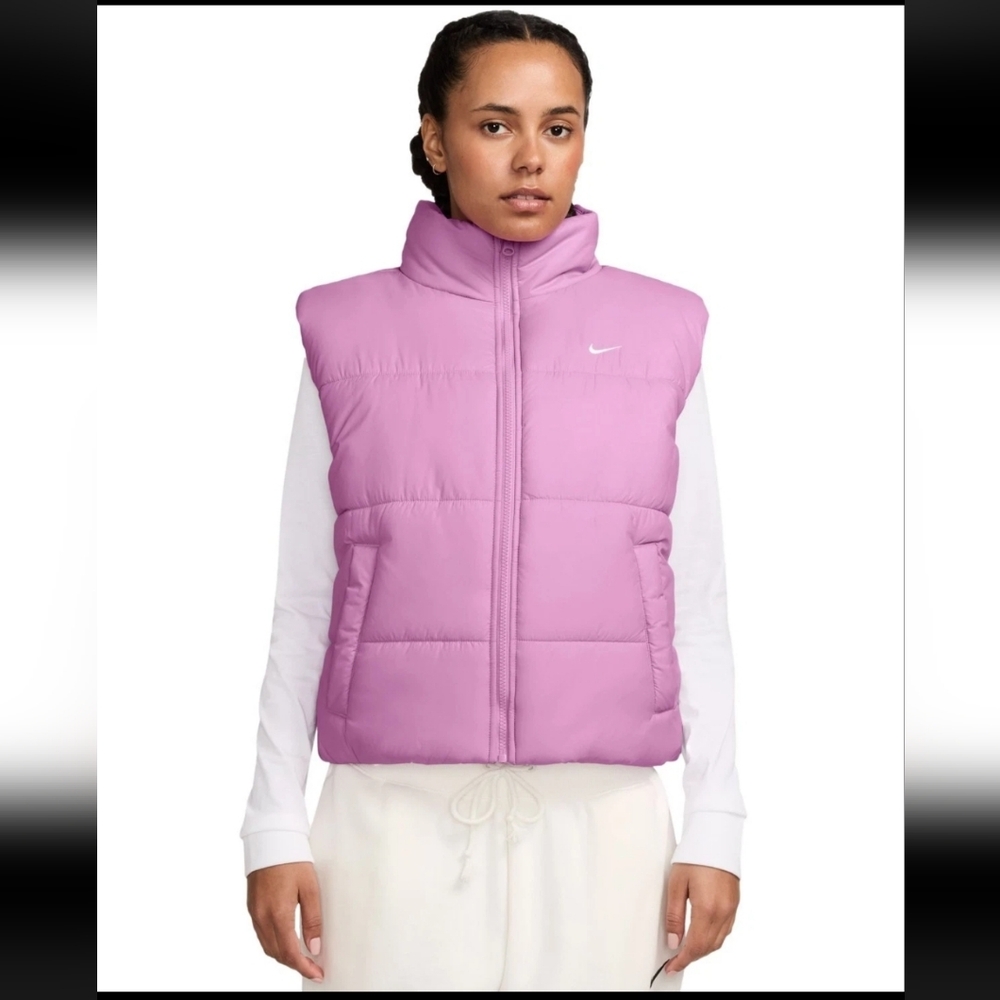 Nike Women's Therma Fit Pink Puffer Vest Oversized Size XS NWT